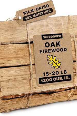 15" Oak Firewood Logs, Kiln-Dried Fire Wood for Fire Pit, Seasoned Logs for Fireplace, Campfire, Firewood Bundle for Fireplace, Pizza Oven, Split Wood for Solo Stove, 1200 cub. in., 15-20lb