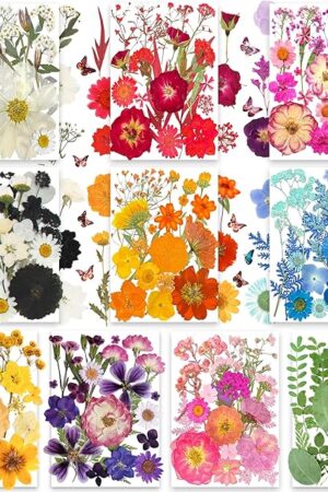 301Pcs Dried Pressed Flowers Leaves & Butterfly Stickers for Crafts,TrendCart Real Natural Dry Pressed Flowers for Resin Molds Nails Art Candle Making Phone Cases DIY Art Crafts Jewelry Making