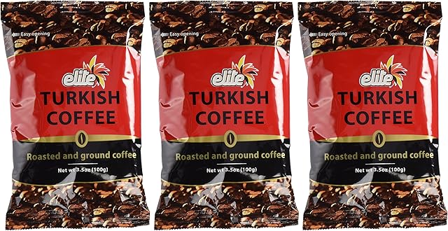 Elite Turkish Coffee Roasted and Ground 3.5 Ounce (3 Pack)