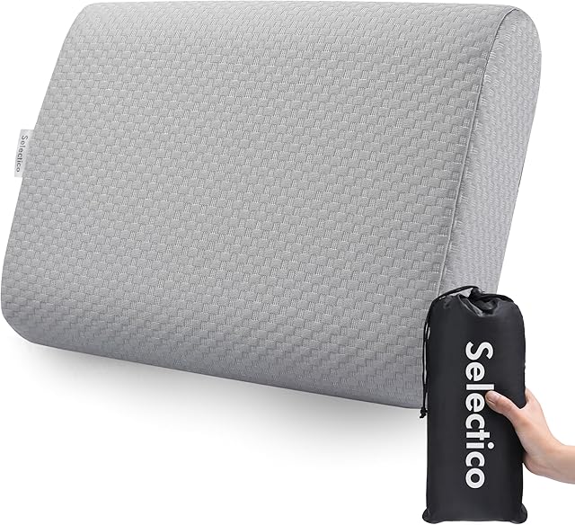 Camping Pillow with Washable Cover - Travel Essentials, Memory Foam Backpacking Pillow, Portable for Camping, Air Travel, Hiking, Beach, Hammock (Grey)
