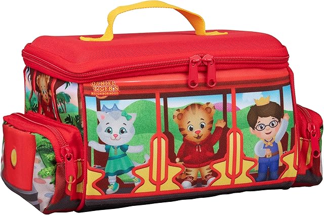 Daniel Tiger's Neighborhood- Insulated Durable Lunch Bag Tote for Kids, Reusable Heavy Duty Lunch Box w Handle and Mesh Pocket for Back to School - Trolley with Friends - Back to School