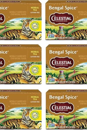 Celestial Seasonings Bengal Spice Herbal Tea, Pack of 6, No Caffeine | 20 Tea Bags per Box