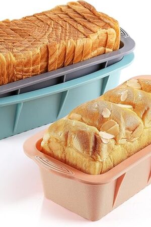 3PCS Silicone Bread Loaf Pan, Non-Stick Bread Pans for Baking, Easy Release Loaf Pan, Great for Homemade Bread, Cakes, Brownies, Dishwasher Safe (3 Colors, Nesting Design)