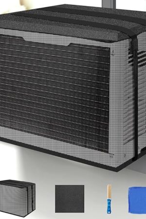 Window Air Conditioner Cover Outdoor, Outside Window AC Unit Cover Black Dust-Proof Waterproof Outdoor Window AC Protection(17Wx13Dx12H)