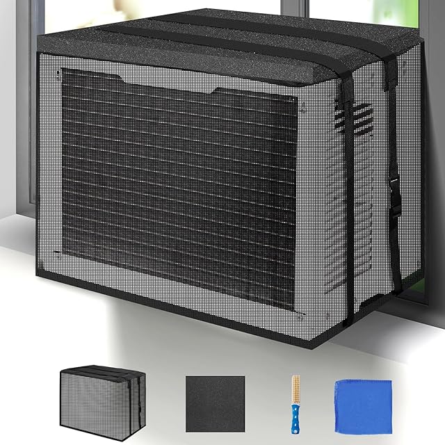 Window Air Conditioner Cover Outdoor, Outside Window AC Unit Cover Black Dust-Proof Waterproof Outdoor Window AC Protection(17Wx13Dx12H)