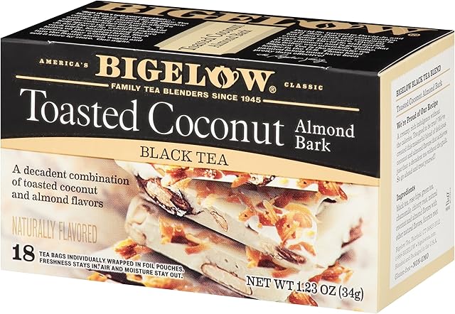Bigelow Toasted Coconut Almond Bark 36 Tea Bags (2 boxes of 18)