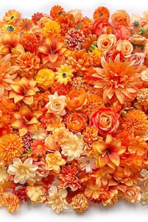 Artificial Marigold Flowers Bulk Halloween Decor Orange Marigold Fake Flowers Heads for Crafts, DIY Home Party Wreath Fall Decor Silk Fabric Small Faux Flower Halloween Fall Decoration 4-12cm (Orange)