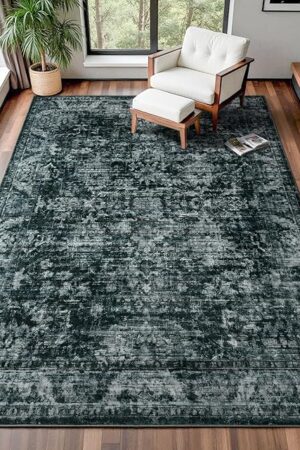 5x8 Non Slip Area Rug, Modern Soft Rugs for Living Room Machine Washable Easy Clean, Kids Pet Friendly Non Shedding, Comfortable for Bedroom Dining Room Kitchen Home Office Floor - Gray
