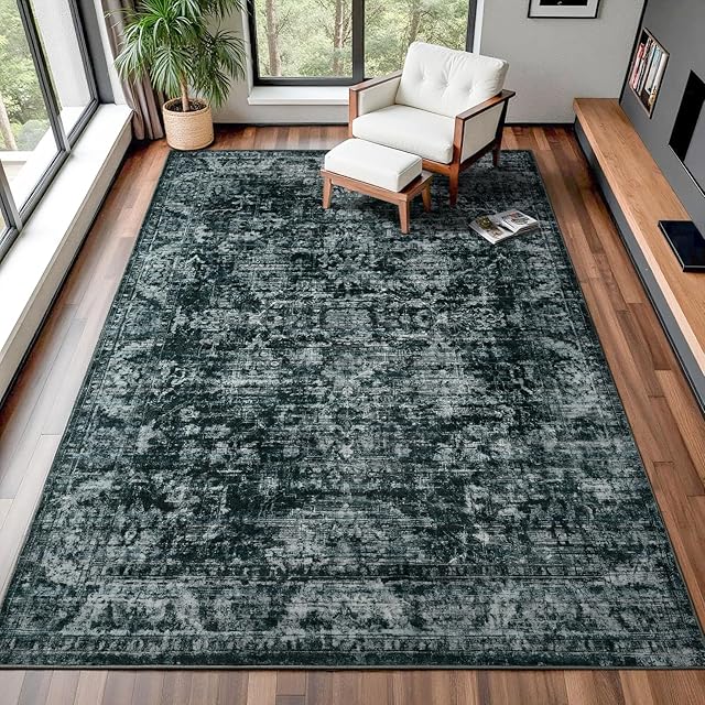 5x8 Non Slip Area Rug, Modern Soft Rugs for Living Room Machine Washable Easy Clean, Kids Pet Friendly Non Shedding, Comfortable for Bedroom Dining Room Kitchen Home Office Floor - Gray