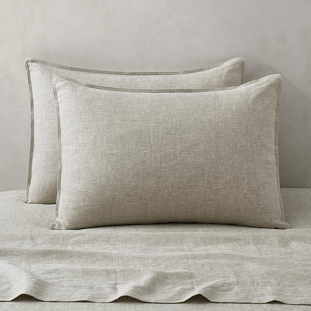 ATLINIA 100% Linen Pillowcases Set of 2, King Size 20" x 36" Pillow Case, Linen Pillow Sham