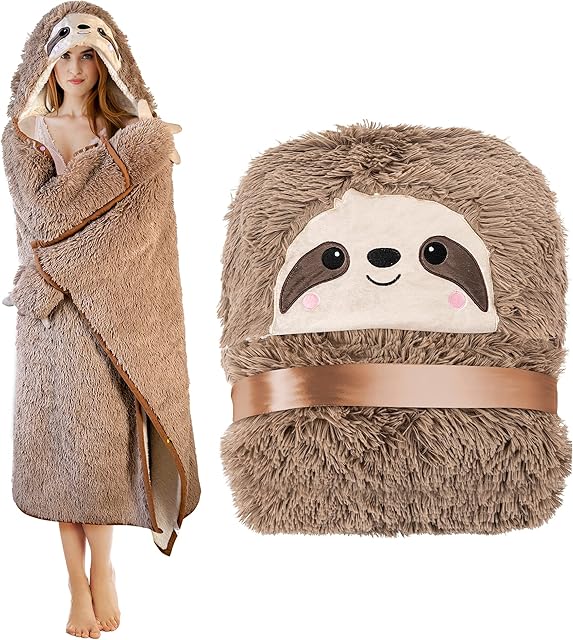 Wearable Hooded Blanket for Adults Women Kids