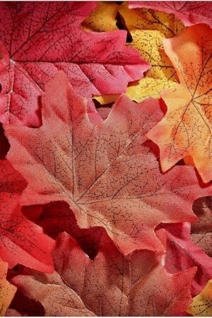 Whaline 300 Pieces Artificial Autumn Maple Leaves Mixed Fall Colored Leaf for Weddings, Events, Art Scrapbooking and Thanksgiving Day Decorations, Multicolored