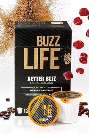 Better Buzz Life Blend (Buzz Life) Single Serve Coffee Pods Medium Roast, 12 Count (Pack of 1), Small Batch Roasted Arabica Coffee Beans, K-Cup Compatible