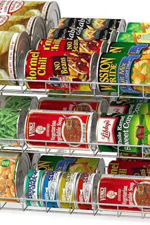 Deco Brothers Stackable Can Rack Organizer for Kitchen and Pantry, Holds Upto 36 Cans, Chrome Finish