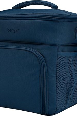 Bentgo Prep Deluxe Insulated Multimeal Bag - Lunch Box Bag, Holds 5 Meals, Premium Insulation up to 8 Hrs, Durable, Water-Resistant - Large Capacity For Adult Meal Prep (Navy Blue)