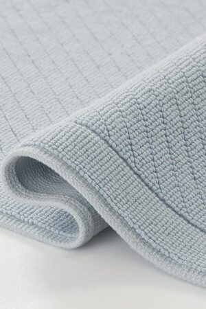 Arkwright 100% Cotton Bathroom Rug - High Absorbent Stylish Textured Woven Design Bath Mat, Slip Resistant Backing for Shower and Bathtub Floor, 20x32 in - Blue