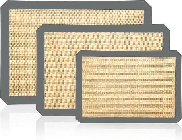 3-Pack Non-Stick Silicone Baking Mat, Food Safe Silicone Mats for Baking Cookies and Macarons - Silicone Baking Sheet(Gray)