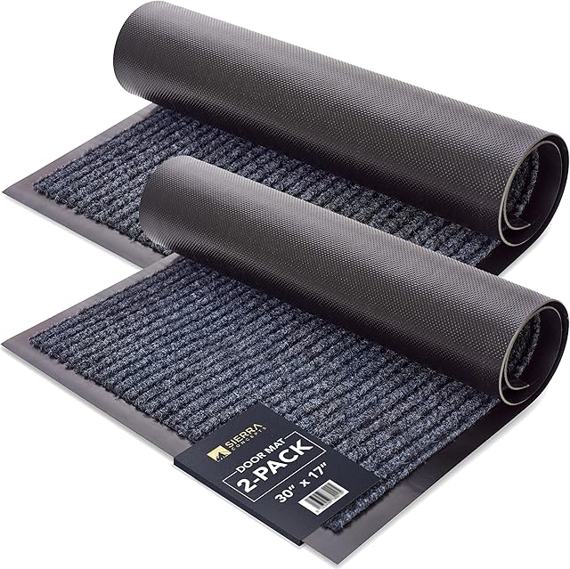Sierra Concepts Front Door Mat Welcome Floor Mats Entryway Indoor Outdoor Patio 30x17 inches Gray