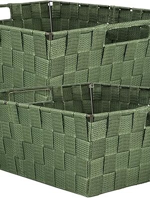 DII Woven Nylon Trapezoid Storage Bin, for Home, Office, Closets, & Everyday Storage Needs, Olive, Tray