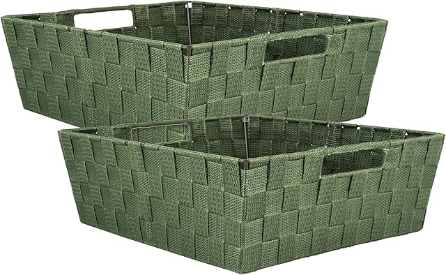 DII Woven Nylon Trapezoid Storage Bin, for Home, Office, Closets, & Everyday Storage Needs, Olive, Tray