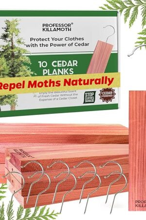 Cedar Blocks for Clothes Storage – Stop Clothes Damage - 10 Fresh Cedar Planks and Hangers to Protect Your Clothes