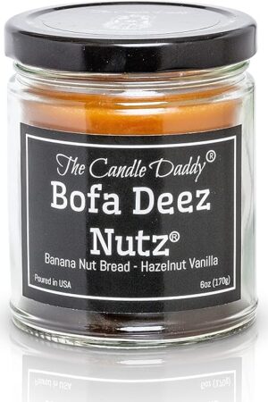 Bofa Deez Nutz- Funny- Banana Nut Bread n Hazelnut Vanilla- Scented Candle- Double Pour- 6 Ounce- 40 Hour Burn Time