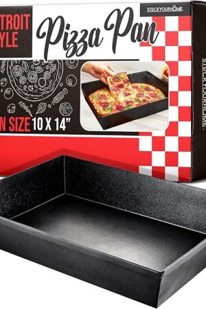 10x14 Detroit Style Pizza Pan – Non-Stick Coated Deep Dish Aluminum Pan for Focaccia, Sicilian Bread, Baking Brownies, Chicago Deep Dish Pizza, Rectangle Pizza Pan for Oven, Heavy Duty Bakeware