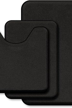 Black Bathroom Rug Set Memory Foam Bath Mats 3 Piece with Toilet Mats, Soft & Supportive, Shock Absorbing, Water Absorbent, Non-Slip Bath Rugs, Machine Washable, Area Rug, Home Decor Accessories