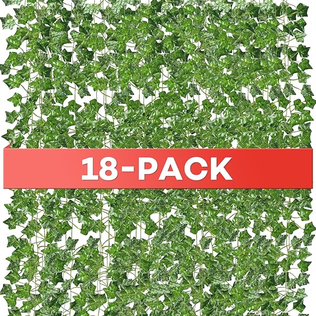 18 Pack 126 Feet Vines,Ivy,Ivy Garland,Fake Ivy,Fake Leaves,Ivy Vines,Artificial Vines,Green Vines,Leaves Room Decor,Vines for Bedroom,Wall Decor,Wedding Party