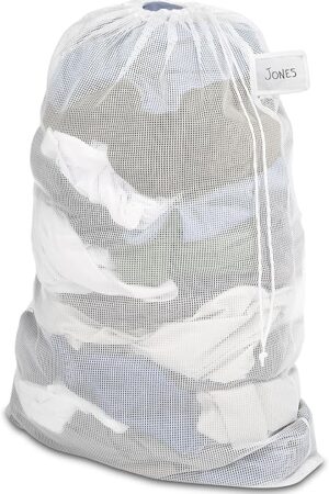 Whitmor Mesh Laundry Bag w/ID Tag White