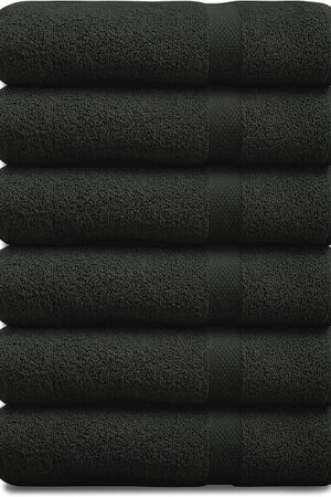 100% Cotton Bath Towels 24x48 Inches – Pack of 6 Towels for Bathroom, Gym, Spa, Hotel – Absorbent, Quick Dry, Lightweight Everyday Essential - Charcoal Grey
