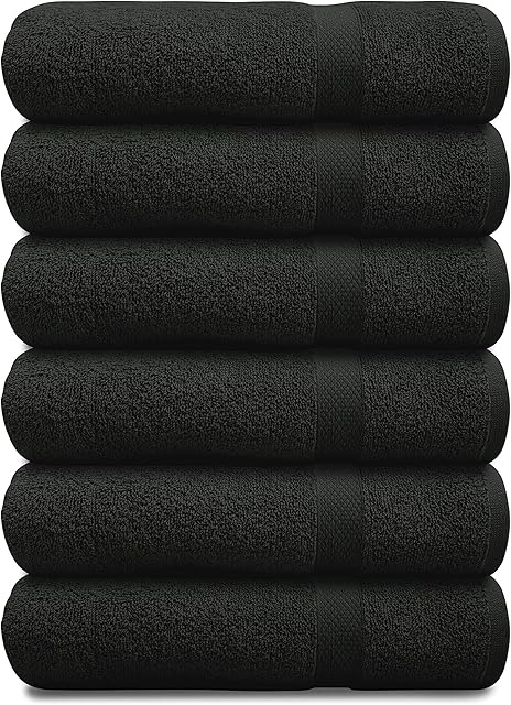 100% Cotton Bath Towels 24x48 Inches – Pack of 6 Towels for Bathroom, Gym, Spa, Hotel – Absorbent, Quick Dry, Lightweight Everyday Essential - Charcoal Grey