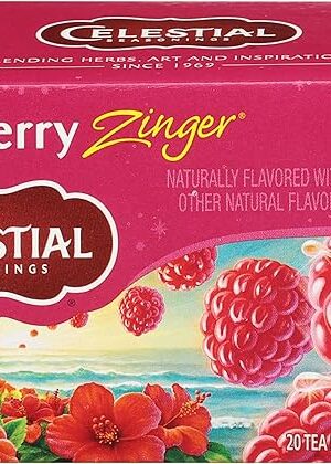 Celestial Seasonings Raspberry Zinger Herbal Tea, Caffeine Free, 20 Tea Bags Box