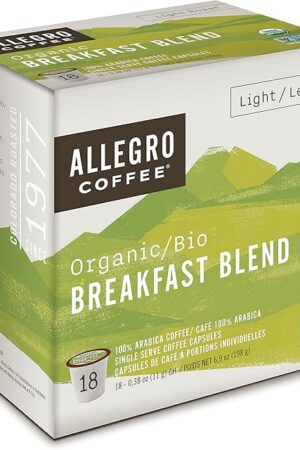 Allegro Coffee, Coffee Breakfast Blend Pods Organic 18 Count, 6.9 Ounce
