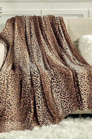 Viviland Flannel Fleece Blanket King Size 90x108 inches Leopard Print
