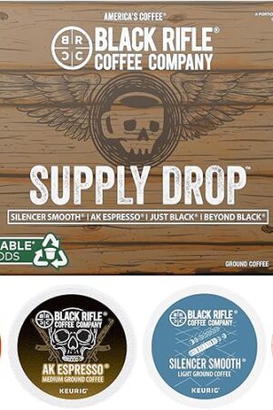 Black Rifle Coffee Company Supply Drop Variety Pack (48 Count of K Cups) - K Cups Coffee Variety Pack - Contains Silencer Smooth, AK Espresso, Just Black, & BeyondBlack KCup Pods