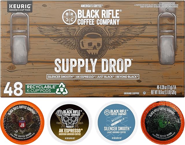 Black Rifle Coffee Company Supply Drop Variety Pack (48 Count of K Cups) - K Cups Coffee Variety Pack - Contains Silencer Smooth, AK Espresso, Just Black, & BeyondBlack KCup Pods