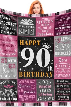 90th Birthday Gifts for Women, 90 Year Old Birthday Gifts for Women, Gift for 90 Year Old Woman, 90th Birthday Decorations for Woman Blanket 60"x50"