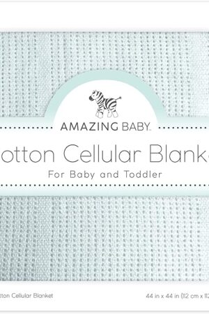 Amazing Baby Cellular Blanket Premium Cotton Knit 44 x 44 inches Soft Blue