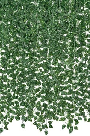 CQURE 14 Pack 98Ft Artificial Ivy Garland, Fake Vines UV Resistant Greenery Leaves Fake Plants Hanging Aesthetic Vines for Home Bedroom Party Garden Wall Room Decor