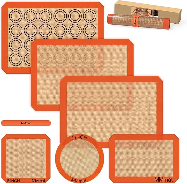 Silicone Baking Mats - Best German Silicone, Non Slip Baking Sheet, Non Stick Reusable Silicone Mats For Baking, Food Grade Oven Liner, Counter Mat, Set of 6