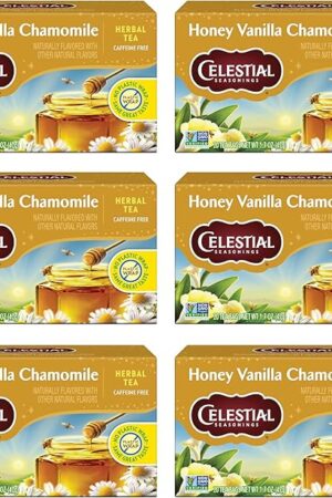Celestial Seasonings Chamomile Tea Bags - Honey Vanilla Herbal Tea, Caffeine Free, 20 Bags Per Box (Pack of 6)