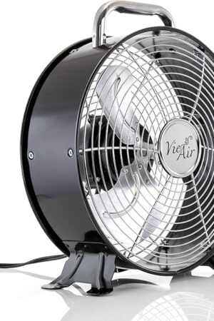 Vie Air High Velocity Powerful and Quiet Dual Speed Sleek Design Durable Metal Drum Fan, 12'' W