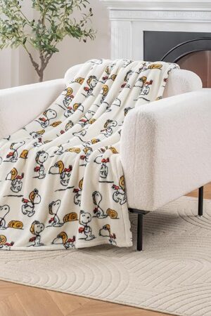 Berkshire Blanket Peanuts® VelvetLoft® Cute Character Snoopy Plush Throw Blanket,The Flying Ace,Throw 55 in x 70 in (Official Peanuts® Product)