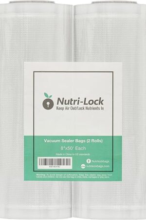 Vacuum Sealer Bags, Set of 2 8"x50' BPA-Free Rolls, Vac Seal for Sous Vide & Meal Prep, Commercial Grade Food Vac Bags
