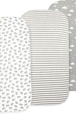Baby Bassinet Sheet Set, 3 Pack, Organic Jersey Cotton, 32 x 16 x 4 Inches
