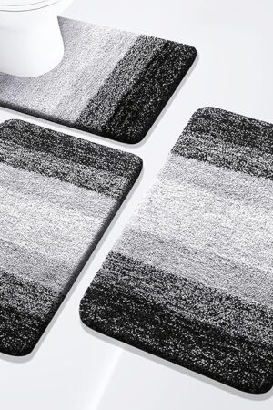 Arotive Bathroom Rugs Set Bath Rugs Bath Mats for Bathroom 24x16 30x20 U-Shaped 24x20 Black