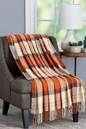 BH Oversized Acrylic Plaid Throw Spice Plaid