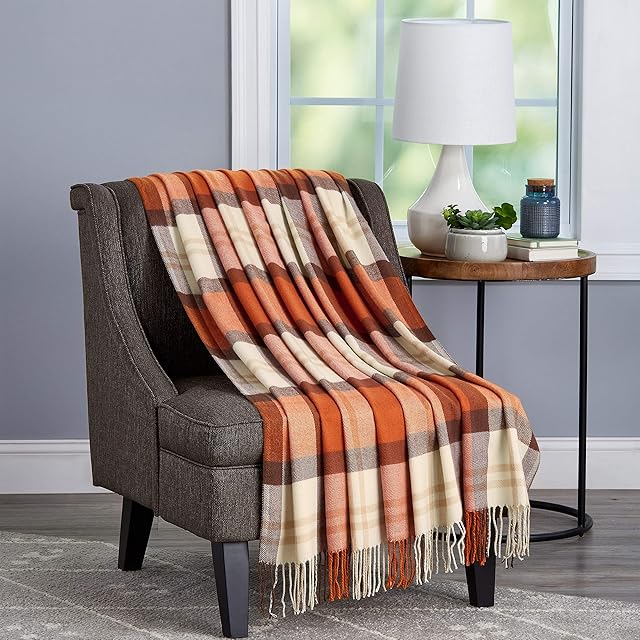 BH Oversized Acrylic Plaid Throw Spice Plaid