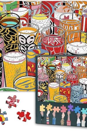 The Puzzles for Adults 1000 Pieces, Colorful Alcohol Drink Glasses Jigsaw Puzzles, Party Jigsaw Puzzles 1000 Pieces, Challenging Game Home Decor Birthday Party Gift Toy for Adults Seniors 20X27 INCH